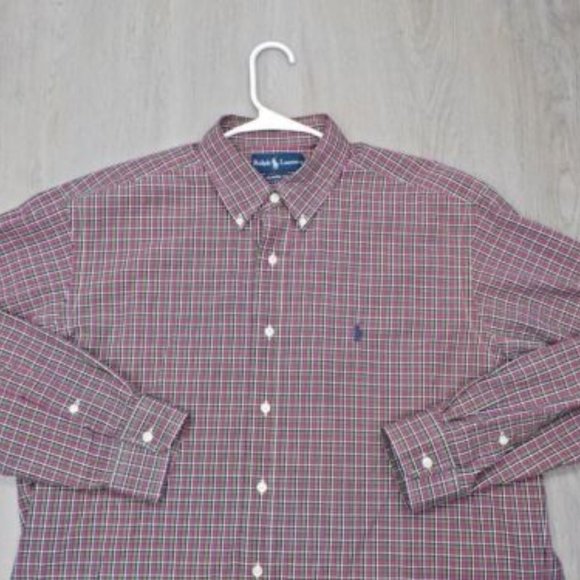 Ralph Lauren Men's Plaid Dress Shirt Blue Label Classic Fit Long Sleeve Size L - Picture 2 of 7